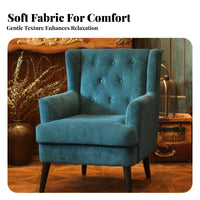 Modern Design Button-Tufted Wingback Chair Comfortable Cushion Button-Tufted Wingback Armchair Sturdy Frame Living Room Furniture Skin-Friendly Upholstery for Office Workers, Homeowners, Readers, Balcony, Bedroom, Reading Nook, Reception Area