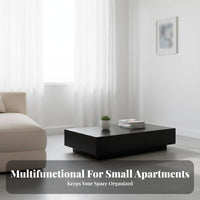 Minimalist Design Square Plinth Nordic Design Coffee Table With Storage Living Room Furniture Geometric Shape for Apartment Dwellers, Homeowners, Families, Small Areas, Studio, Lounge Area, Home Decor