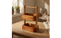 Desktop Organizer with Handle Compact Desk Organizer Shelf Space-Saving Two-Tier Storage Rack for Vanity, Washroom Counter