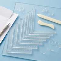 Ruler with Paper Knives Engraved L-Shaped Ruler Compact Measuring Tool for Crafting
