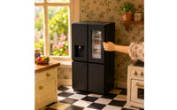 Black Dollhouse Refrigerator Clear Door Panel Miniature Refrigerator Water Dispenser Dollhouse Kitchen Decoration Matte Finish