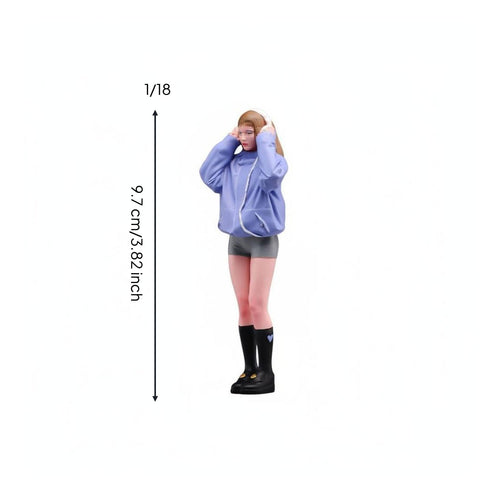 1/18 Headphone Girl Figurine Fine Detail Hand Painted Scale Model