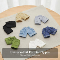 OB11 Doll Clothes Miniature Utility Shorts Functional Pockets Elastic Waist for Hobbyists, Display