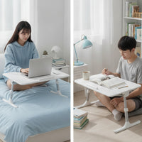 Bed Table with Front Lip Height-Adjustable Folding Laptop Bed Desk Portable Desk for Students, Workers, Sofa, Dorm Rooms