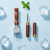 2 Pieces Sturdy Three Prong Ice Pick Ergonomic Grip 3 Prong Ice Pick for Bartenders