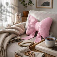 Decorative Bow Pillow Padded Bow Cushion Linen-Textured for Sofa