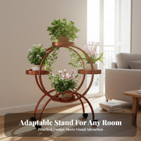Movable with Wheels Multi-Tier Plant Stand Large Capacity Multi-Layer Planter Rack Decorative Rolling Plant Shelf Easy Installation for Balcony, Living Room, Indoor, Patio