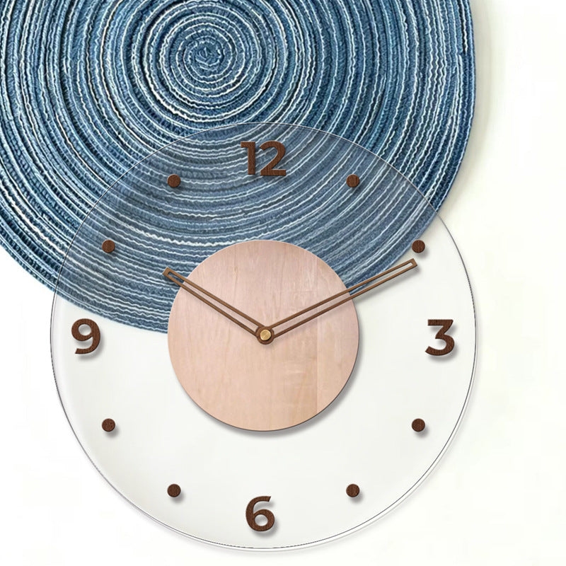 Wooden Floating Number Wall Clock with Acrylic and Real Wood Hands