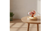Night Light with Dome Cover Warm LED Glowing Miniature Landscape Decorative Tree Light Ambient Lamp Safe for Bedside Table, Desk