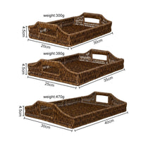 Slim Design Imitation Rattan Tray Rectangular Tray with Handles Versatile Trays Lightweight for Countertop, Bedside, Kitchen, Bathroom