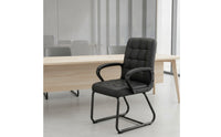 High Back Sled Base Chair Comfortable Tufted Office Chair Sturdy Furniture Low-Maintenance for Students, Study Corner