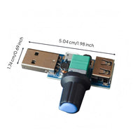 USB Fan Speed Controller Compact Design Rotary Knob Fan Regulator USB Rotary Controller Printed Dimensions