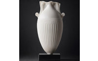 Classical Urn with Base Tall Faux Jade Vase Textured Resin Vase with Handles for Simplicity Lovers, Living Room