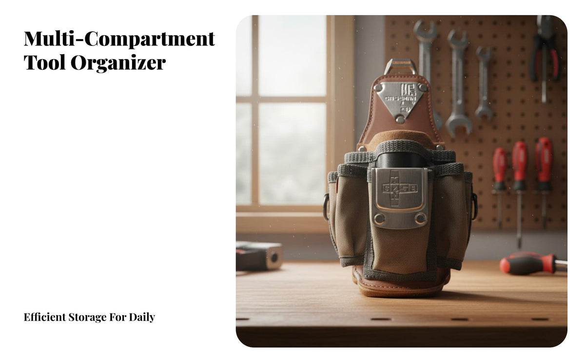 Top Layer Leather Electrician Tool Pouch Wear-Resistant Heavy Duty Waist Tool Bag 304 Stainless Steel Hardware for Job Sites, Construction