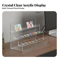 Acrylic Card Display Stand Transparent Acrylic Display Stand Multi-Tier Card Holder Space-Saving Clear Step Shelf Versatile