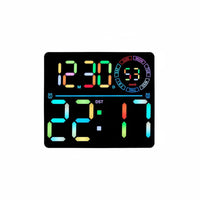 Perpetual Calendar RGB LED Wall Clock Rainbow Effect Large Display Digital Clock USB Powered for Elderly, Kids, Living Room, Bedroom, Office