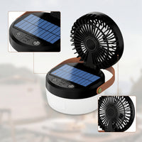 Multi-Functional Solar Fan Camping Lamp Emergency Camping Lantern with Fan Lightweight Portable Lantern Power Outage for Backpackers, Tabletop