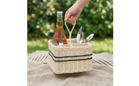 Woven Utensil Holder Divided Compartments Imitation Rattan Cutlery Organizer Portable Utensil Holder for Coffee Bar