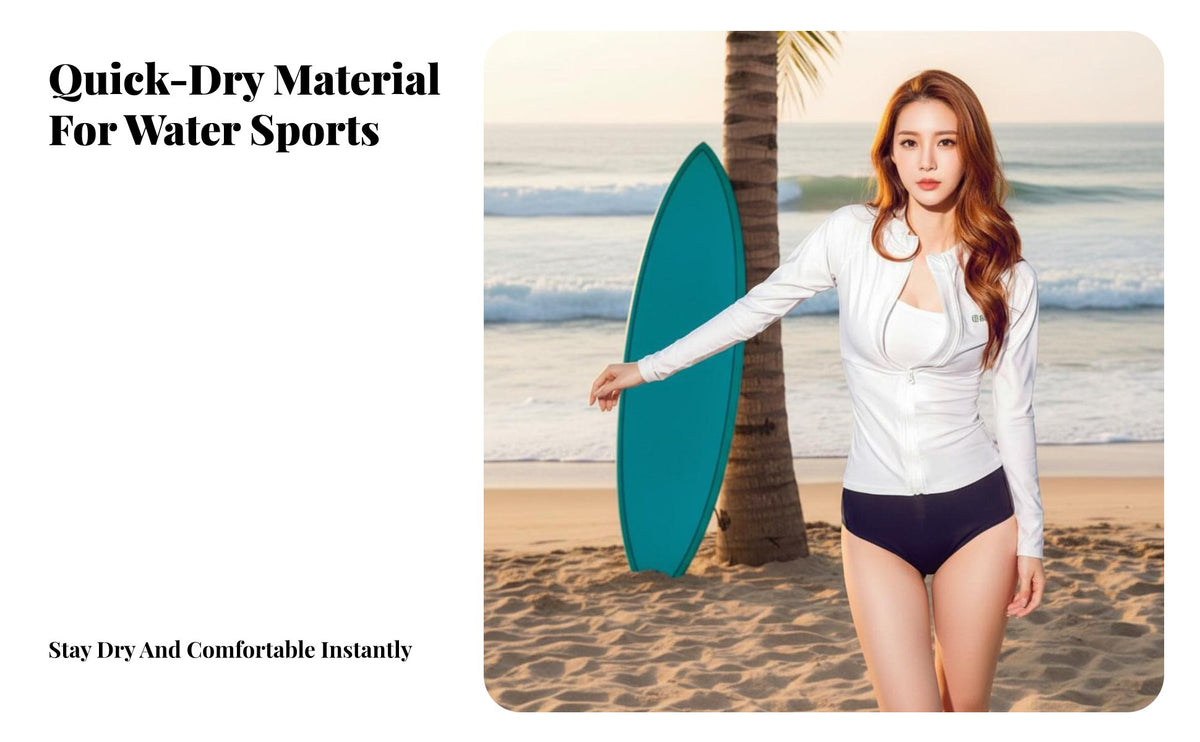 Sun Protection Bathing Suit Set Modest Coverage women's Long Sleeve Aquatic Top Set Quick-Quick-Absorbent Split Long Sleeve Wetsuit for Surfers