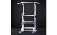 Strength Station with Padded Backrest Adjustable Height Freestanding Strength Station Heavy Duty Pull up Bar with Resistance Straps for Garage