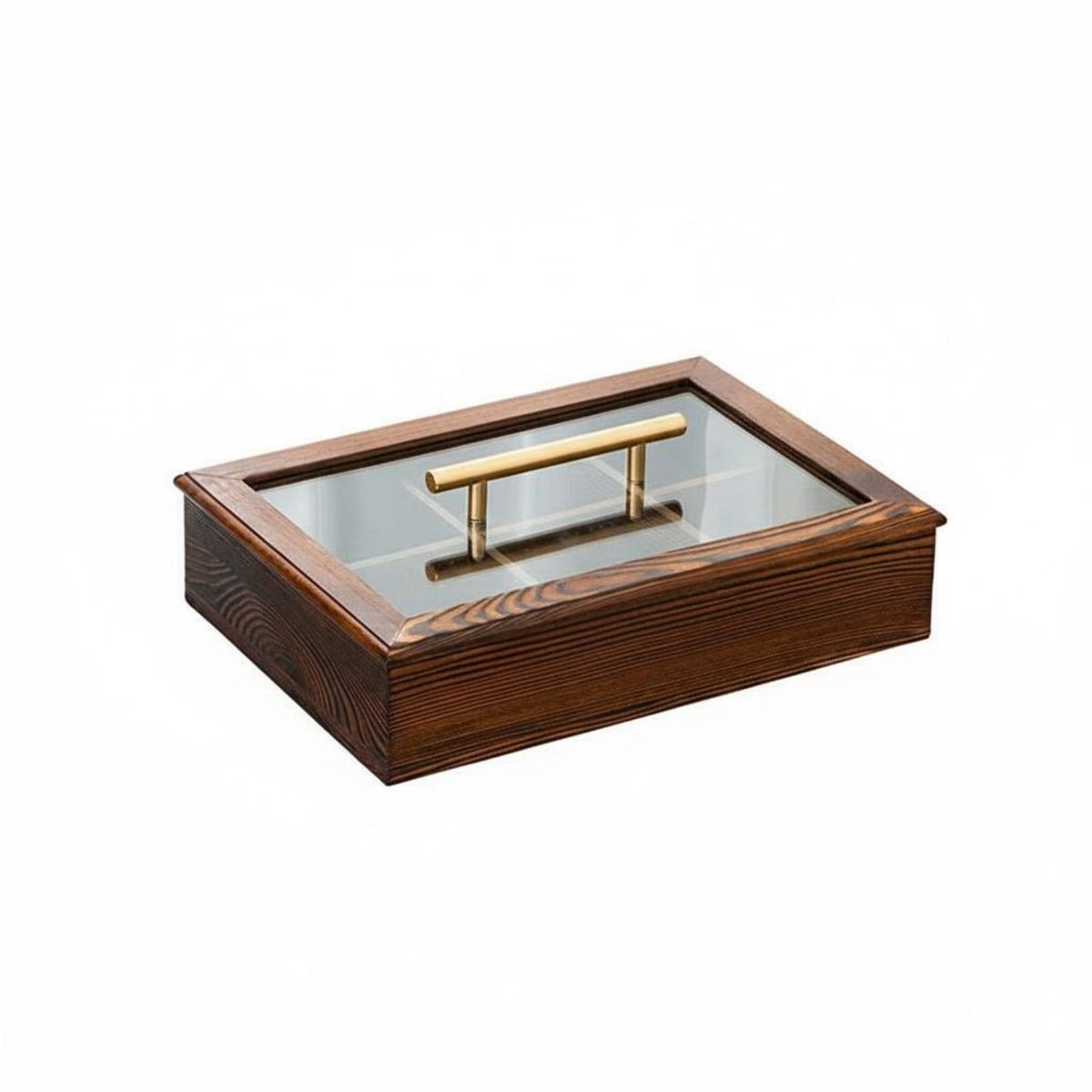 Multi-Section Candy and Nut Platter Solid Wood Wooden Compartment Snack Dish Chinese New Year Design Divided Serving Tray with Lid for Holidays