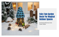 Resin Mushroom House Sculpture, Fairy Tale Garden Ornament, Christmas Lawn Decoration, Durable Resin, Outdoor Accent