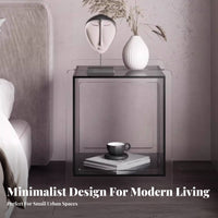 Modern Design Acrylic Cube End Table Minimalist Design Transparent Multi-Level Stand Space-Saving Nightstand With Storage Shelf for Apartment Dwellers, Young Adults, Homeowners, Bedroom, Small Areas, Living Room, Entryway
