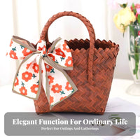 Woven Design Imitation Rattan Hand container With grasps Handwoven farmer's market Tote multifunctional all-purpose bag Container Lightweight for Gift Givers, Shoppers, Adults, Home Storage, everyday Use, awaydoor dining, Shopping
