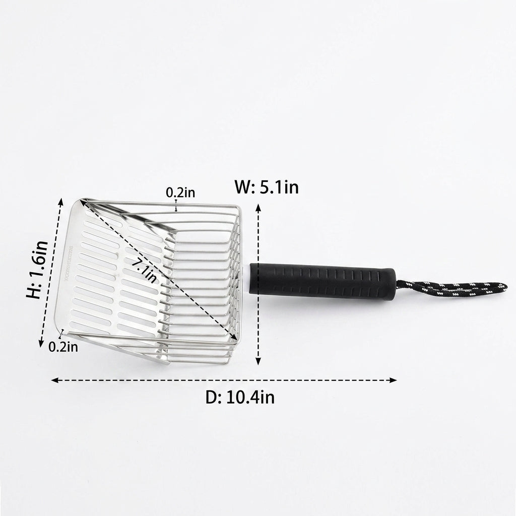 Litter Scooper Set with Brush Holder, Metal Sand Sifter and Litter Sifter with Ergonomic Handle, Cat Litter Sifting Kitten Tool for Pet Owner Gifts