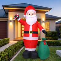 Giant Inflatable Santa with Gift Sack Large Inflatable Santa Santa Festive for Homeowners