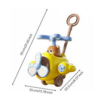 Airplane Push  Cart Chime Sounds Young Child Push Along Toy Educational Play-Influenced Cartoon for Young Children