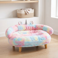 Cat Sofa Color-Blended Pet Sofa Fantasy Creature Raised Pet Bed with Wooden Legs for Cats, Small Dogs, Indoor, Living Room, Bedroom
