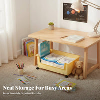 Movable with casters Mobile under-table Book container Easy to Move Classroom Organizer Space Saving Rolling cart Large Capacity for Students, Children, Office Workers, School, Dorm Room, Home, Bedroom