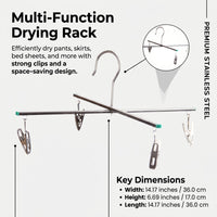 Stainless Steel Pants Hanger with 8 Clips, Heavy Duty Clothes Clips for Closet Organization, Laundry Clips for Adults, Pants Organizer for Closet