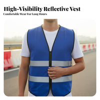 Reflective Vest Breathable Material Construction Worker Vest Lightweight for Road Workers, Security Personnel, Outdoor Work, Roadside, Warehouses