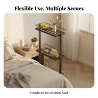 Light Luxury Design Sofa Side End Table Space-Saving Mobile Side Table with Storage Versatile Rolling Storage Cart Sturdy Metal Frame for Apartment Dwellers, Office Workers, Living Room, Bedroom, Small Areas, Kitchen