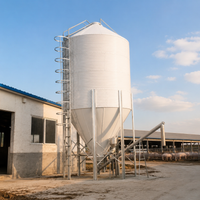 Galvanized Steel Silo for Poultry, Large Corrugated Sheet Feed Silo 20 Tons, Fully Automatic for Farm, Pigs, Sheep, Ducks