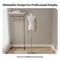 Stable Base Female Half Body Mannequin Easy Assembly Clothing Display Torso Detachable Parts Clothing Display Stand Lightweight for Boutique Owners, Online Sellers, Fashion Designers, Shop Window, Photo Studio, Home Decor