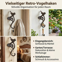 Coat Hook Cast Iron Ornament, Vintage Wall Hook Matte Dark Brown, Clothes Hook for Hallway Entrance Area, Decorative Wall Hook with Screws