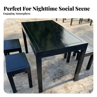 Chinese Design Square Table and Backless Stool Set Tavern Design Bar Furniture Black Finish Breakfast Nook Sturdy Construction for Restaurant Owners, Interior Designers, Homeowners, Nightclub, Dining Room, Small Areas, Kitchen