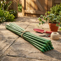 Garden Trellis for Potted Plants Indoor, Steel Core Garden Stakes for Plant Support in a Raised Bed, Weather Resistant Stakes with Ties, Green