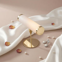 PU Leather Wrapped T-Shaped Display Bar Jewelry Display Stand Gold-Tone T-Shaped Jewelry Stand Freestanding Accessory Storage Padded-Looking