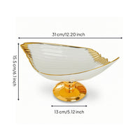 Gold-Plated Ceramic Pedestal Bowl White Ceramic Bowl with Pedestal Elegant Stylish for Hosts