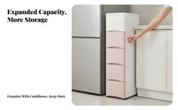 Space Saving Slim Space Cabinet Sturdy Construction 5-Drawer Slim Organizer Easy Assembly Narrow Chest of Drawers Large Capacity for Apartment Dwellers, Homeowners, Small Areas, Kitchen, Bathroom, Dorm Room