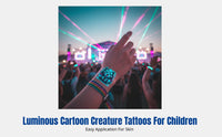 Kids Temporary Skin Decal Sticker, Glow-in-the-Dark, Cute Cat Dog Creature, Navy, Party Decor