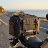 Structured Motorcycle Rear Seat Bag with Shoulder Strap Universal Motorcycle Rear Seat Bag Sturdy Luggage Heavy-Duty for Commuters, Tourists