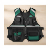 Wear-Resistant Multi-Pocket Tool Vest Large Capacity Pockets Adjustable Utility Vest Breathable Mesh Workwear for Electricians, Carpenters