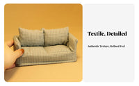 1/12 Scale Dollhouse Sofa Play House plaything/12 Scale Dollhouse Furniture Nice Gift Miniature Plaid Couch for Hobbyists, Scene Setting