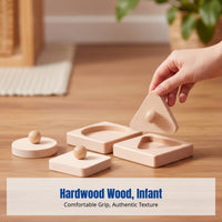 Geometric Shape Matching Grasping Board, Montessori Wooden Game, Early Learning Toy for Babies
