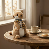 Stuffed Meerkat with Scarf Knitted Meerkat Stuffed Animal Soft Seated for Children, Desk Display, Bedside Table